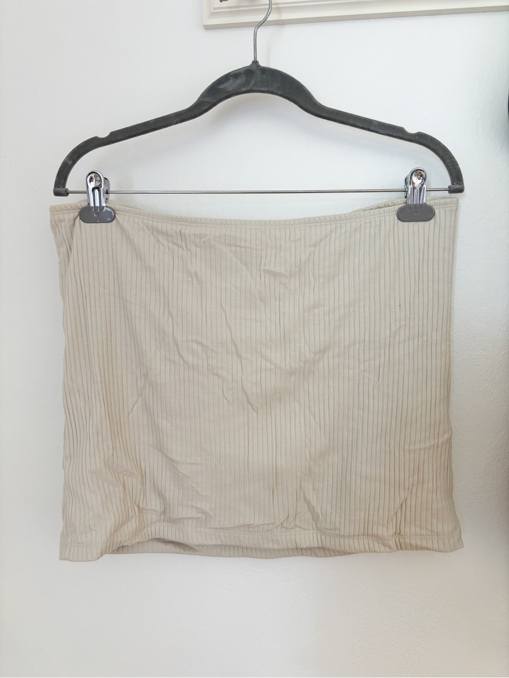 Beige Ribbed Tube Top XL - Picture 3 of 4
